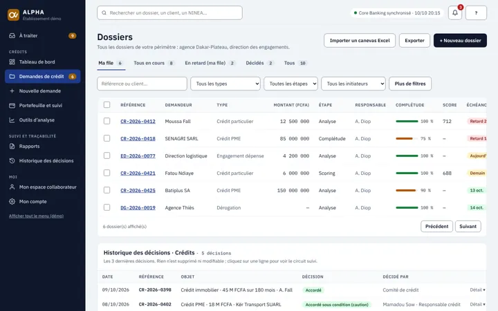 Credit files, with signed bulk validation