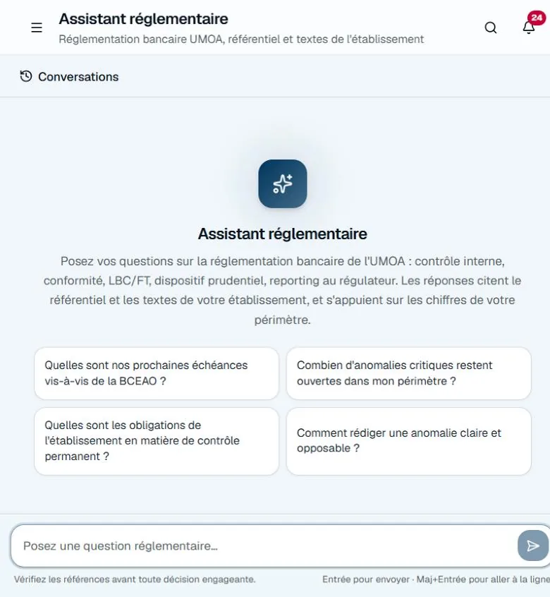 Regulatory assistant for UMOA banking rules