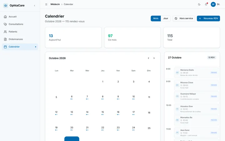 Calendar and off-duty slots